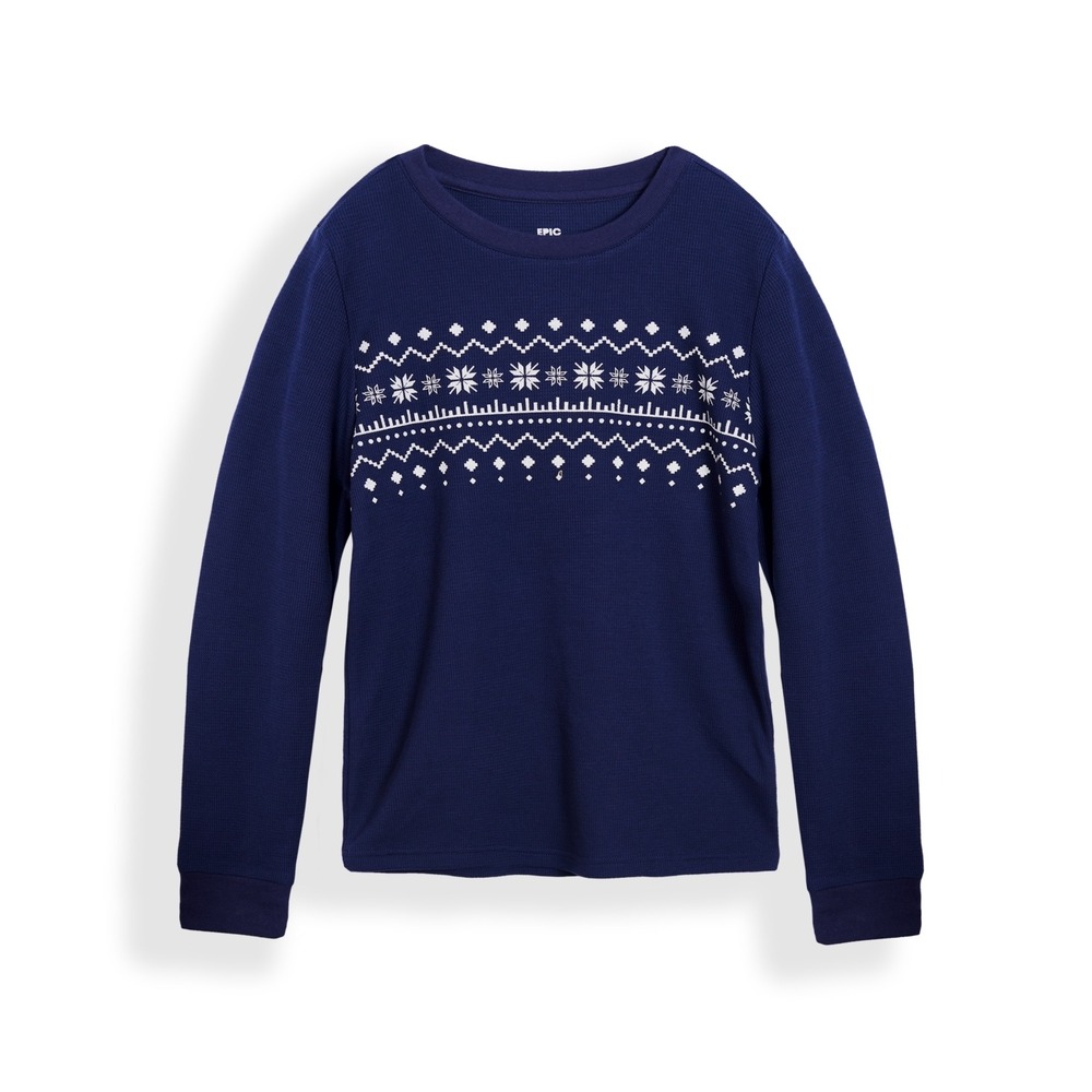 Epic Threads Big Boys Long Sleeve Fair Isle Thermal - Navy - Size S